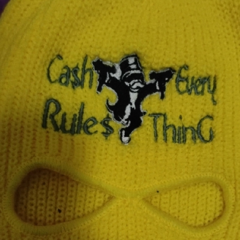 Yellow Beanie with Embroidered Design